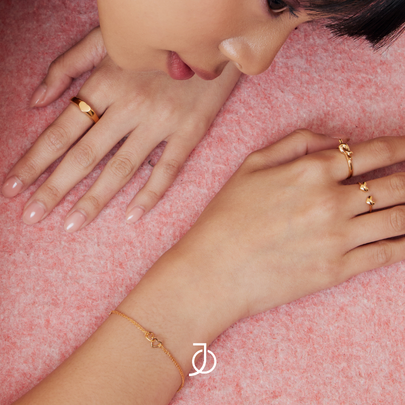 JO Cincin Emas - Subtle Heart Signet Ring