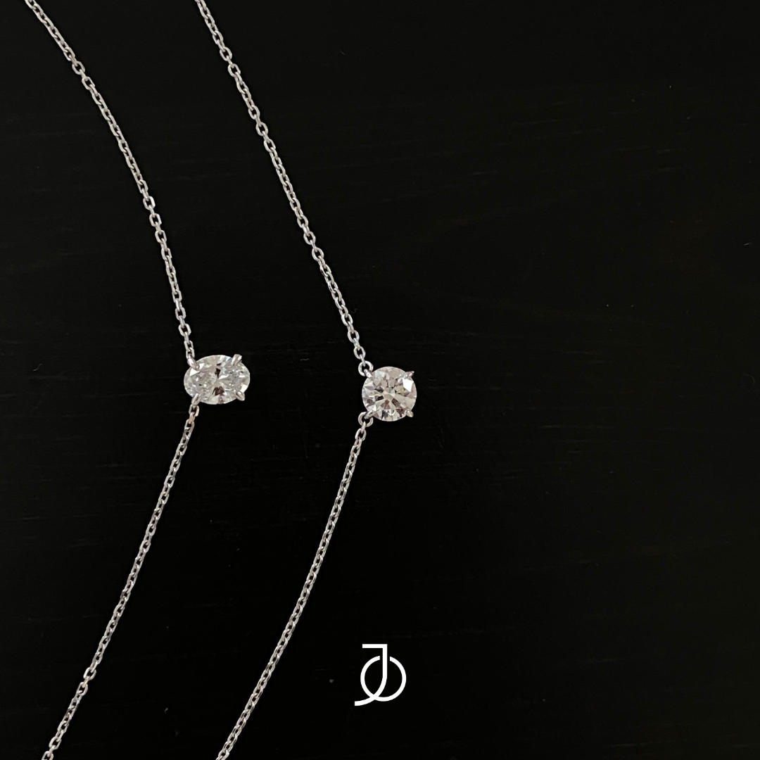 JO Floating Diamond Chain Necklace 17k White Gold