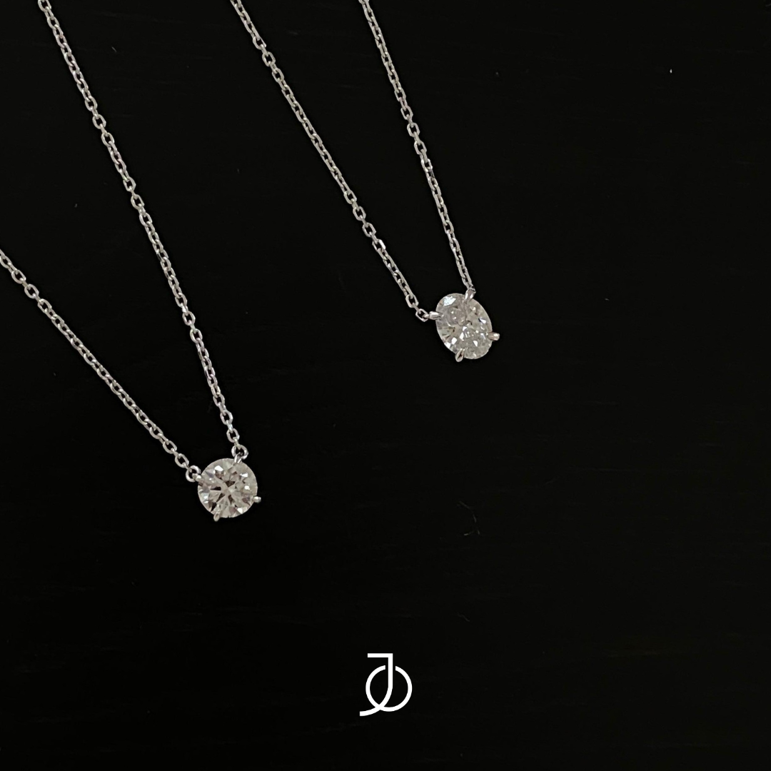 JO Floating Diamond Chain Necklace 17k White Gold