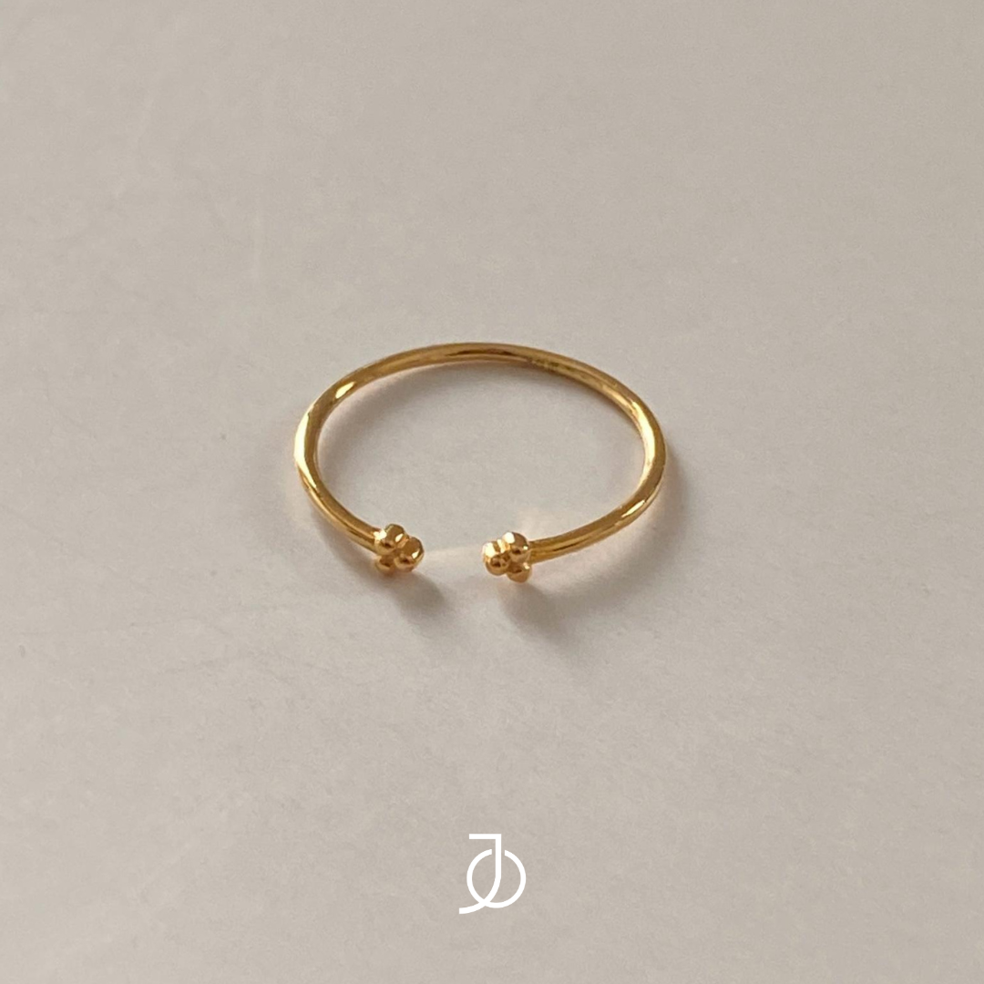 JO Cincin Emas - 3 Mini Beaded Open Ring 17K