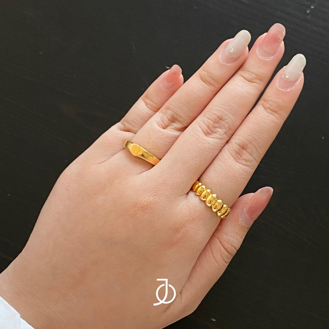 JO Cincin Emas - Subtle Heart Signet Ring