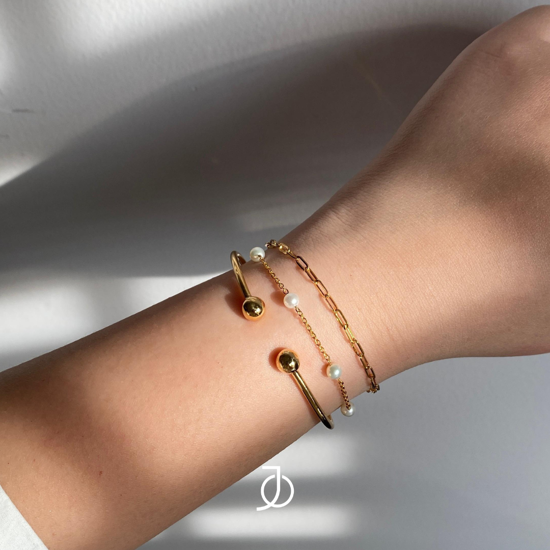 JO Gelang Emas - Gold Ball Open Bangle