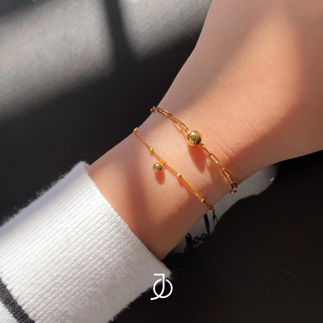 JO Gelang Emas - Gold Mini Ball Chain Bracelet 17k