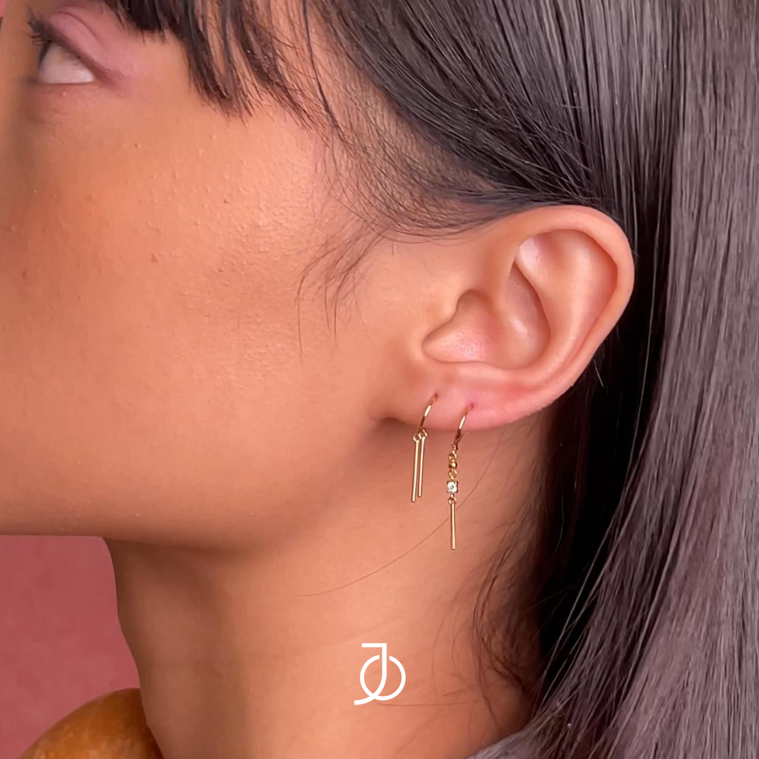 JO Anting Emas - Double Thin Short Bar Earrings