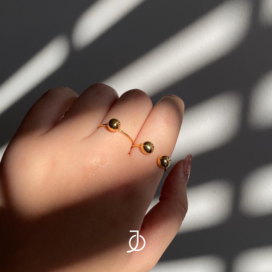 JO Cincin Emas - Gold Ball Open Ring 17K