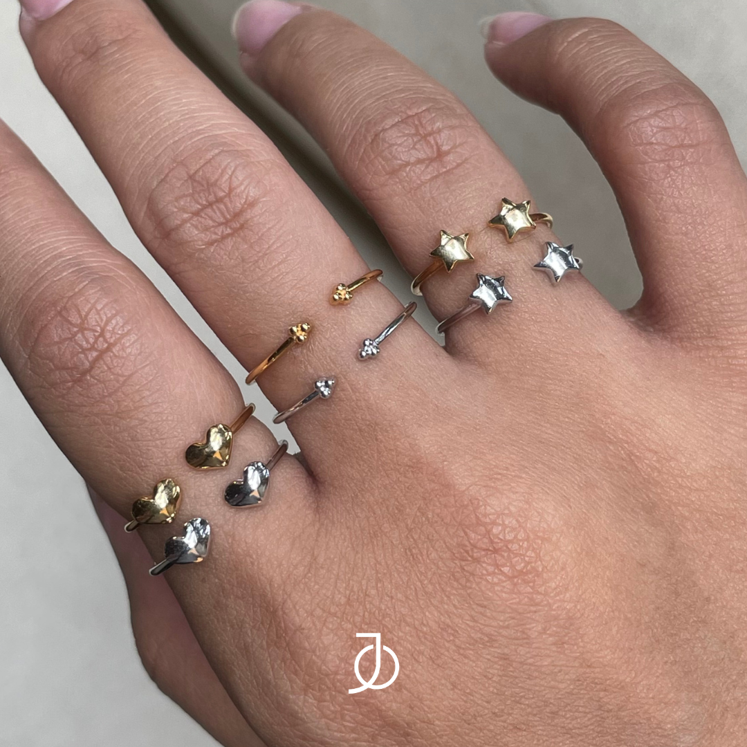 JO Pinky Dome Star Open Ring 17k