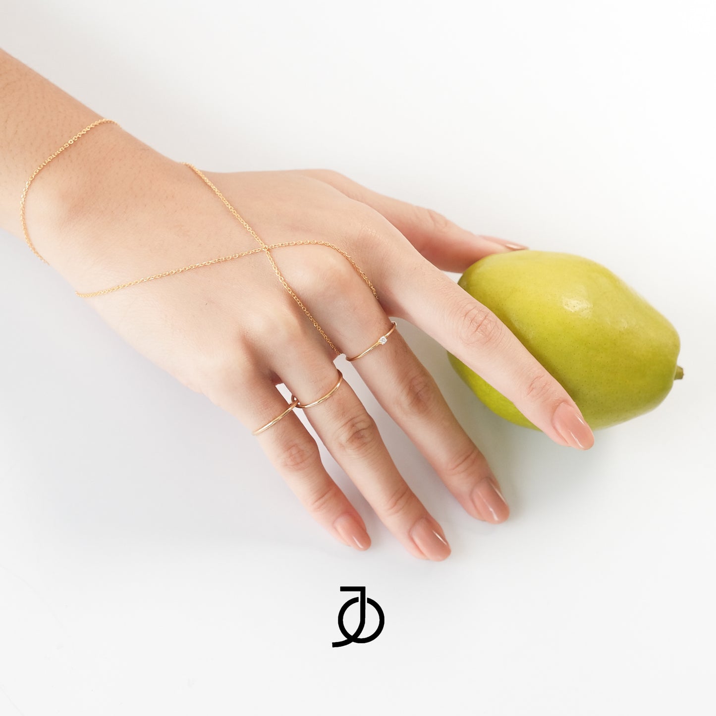 JO Double Layer Hand Bracelet Chain Ring