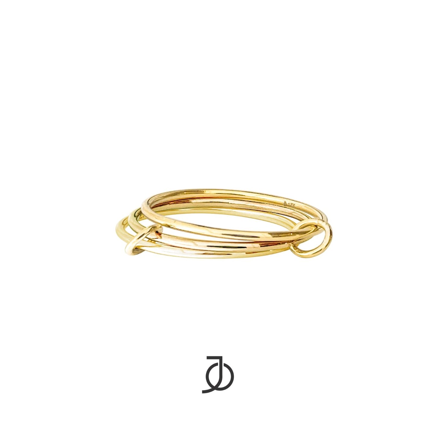 JO Cincin Emas - 3 Interlocking Thin Rings