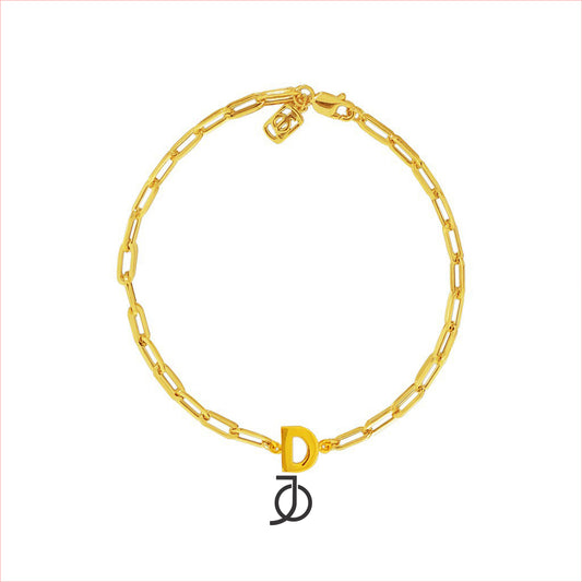 JO MEDIUM ALPHABET WITH SMALL PAPER CLIP BRACELET 17K