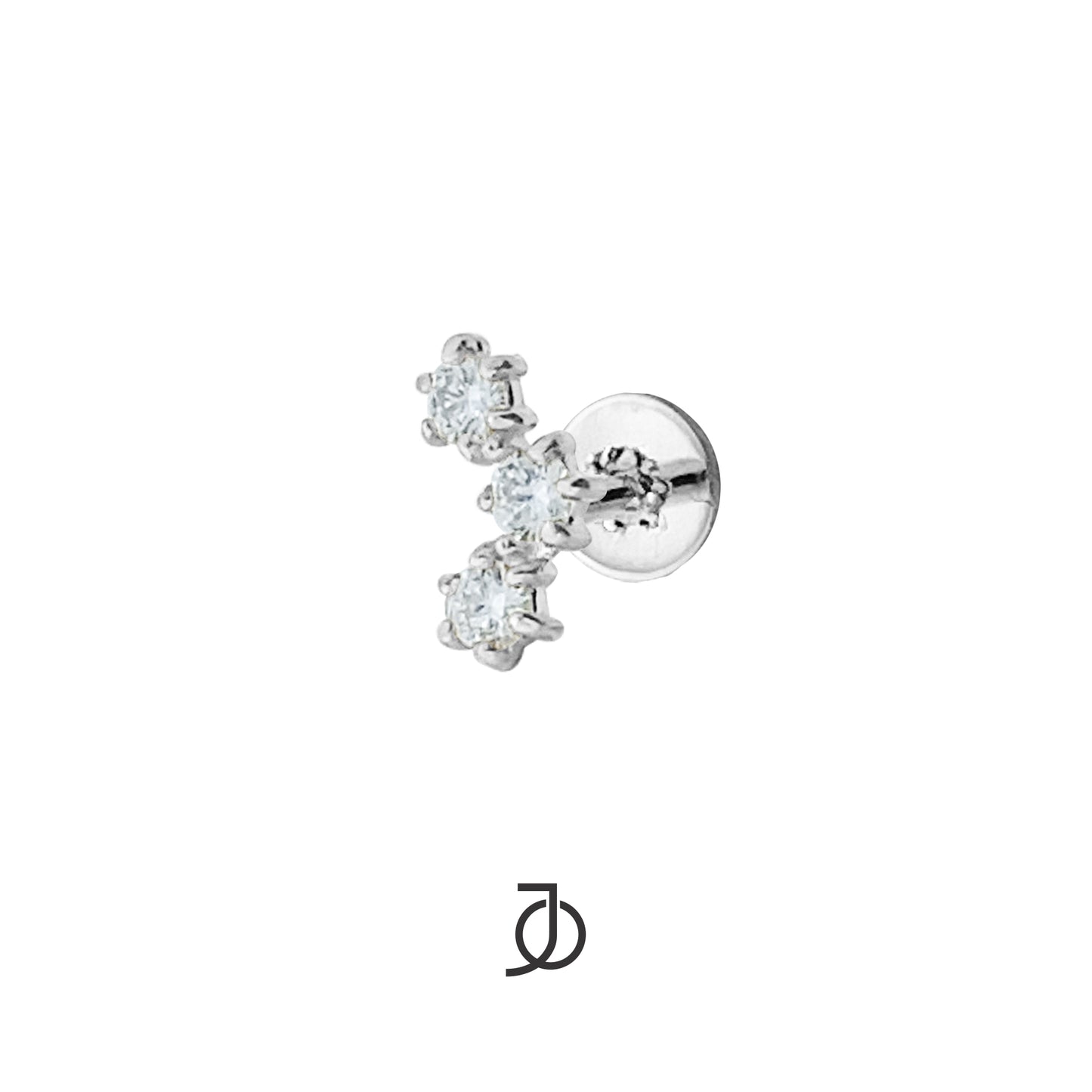 JO Anting Emas - Curve 3 Mini Diamonds Flat Back 17K
