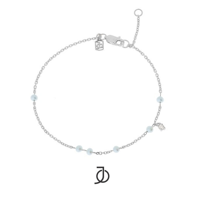 JO Pearl By The Yard With Mini Diamond Chain Bracelet 17k