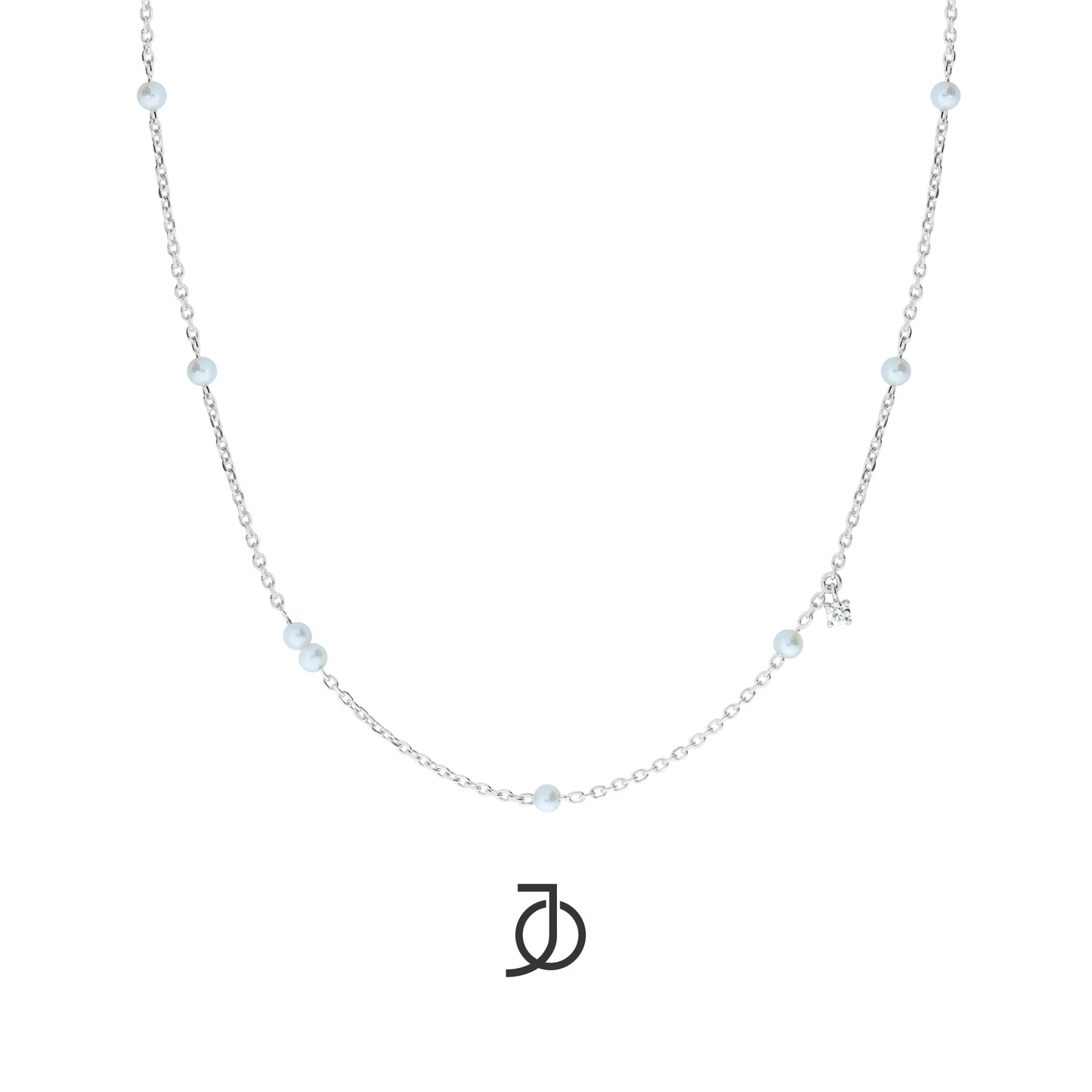 JO Kalung Emas - Pearl By The Yard With Mini Diamond Chain Necklace 17k