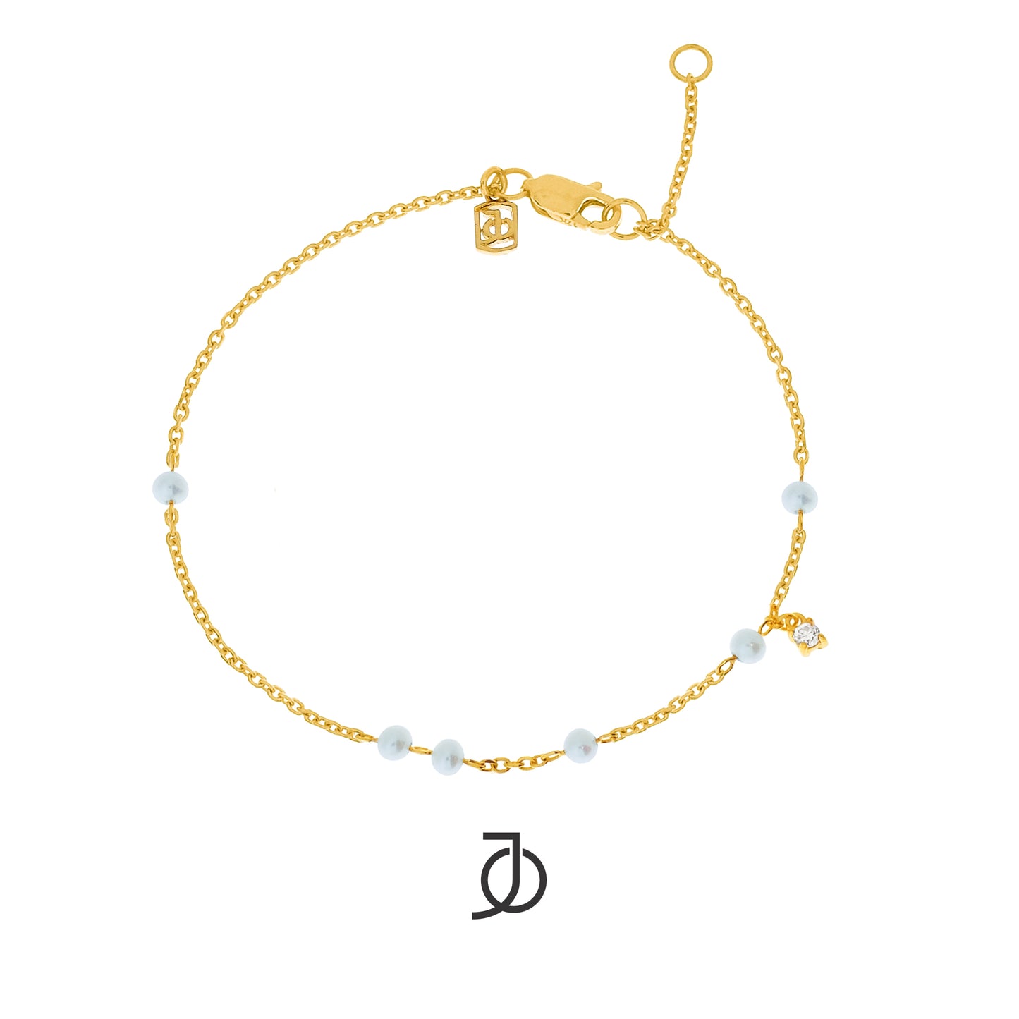 JO Pearl By The Yard With Mini Diamond Chain Bracelet 17k