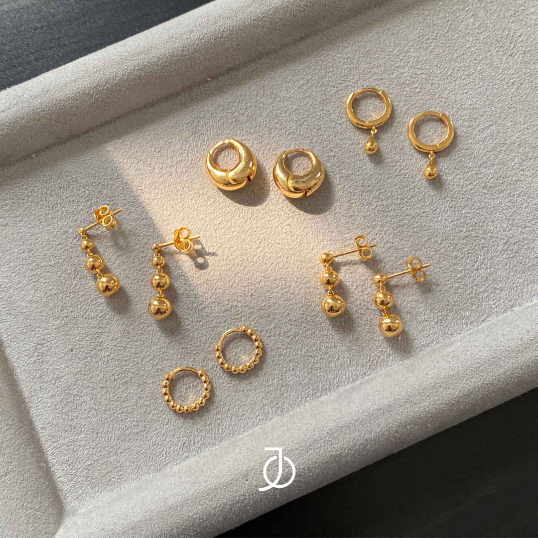 JO Anting Emas - Triple Graduated Ball Studs 17k