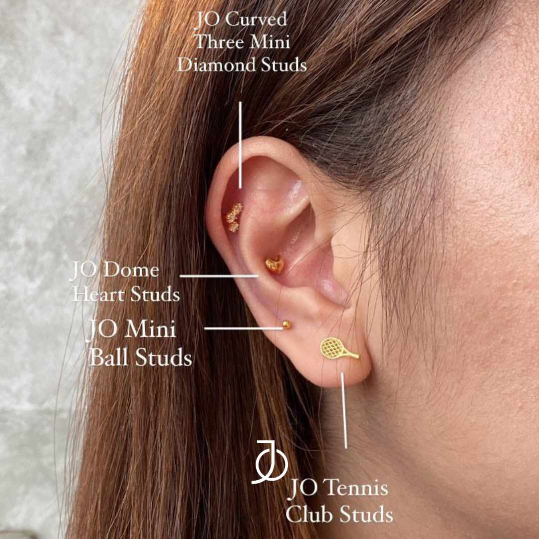 JO Anting Emas - Tennis Club Studs 17k