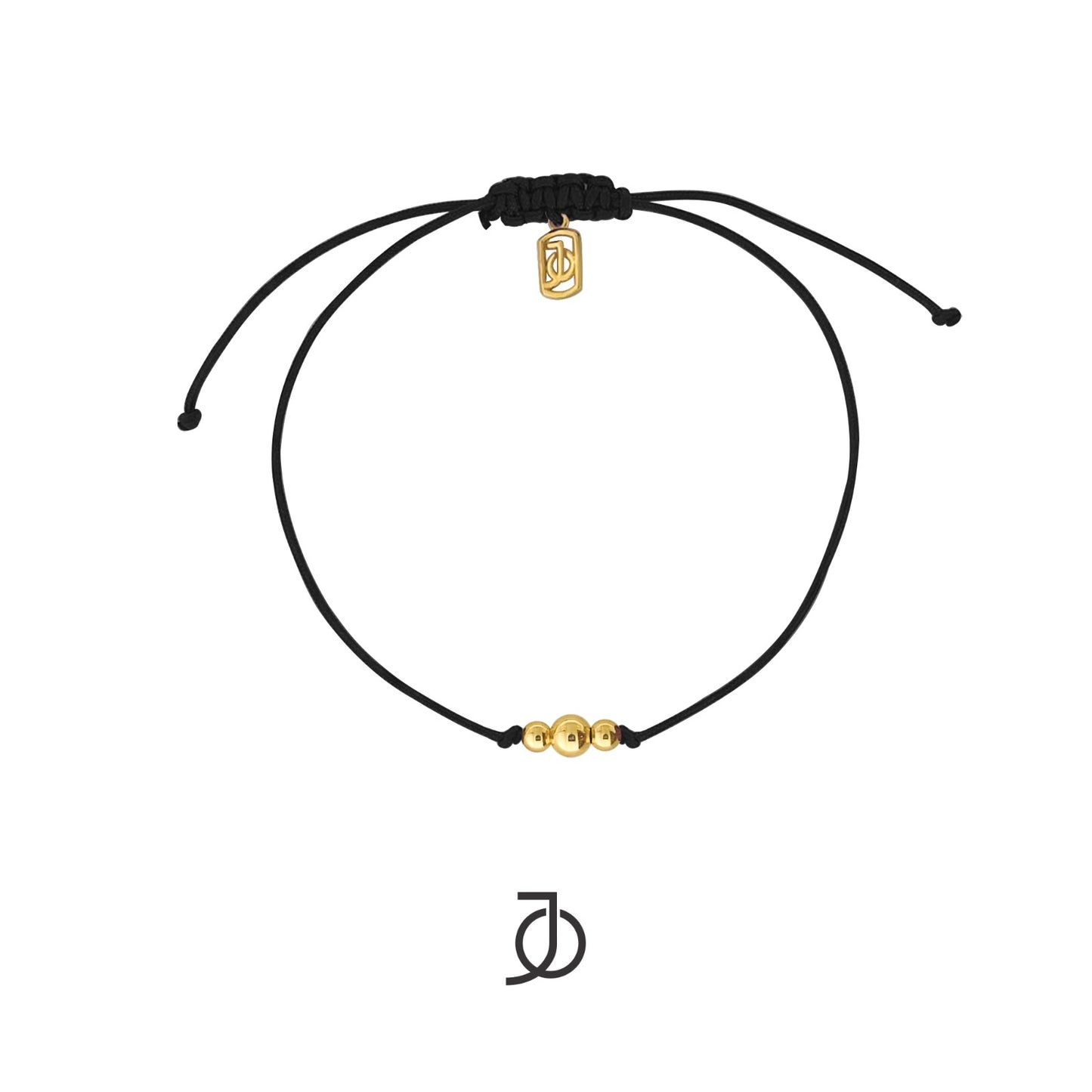 JO Graduated Gold Beads On Silk Cord Bracelet 17K