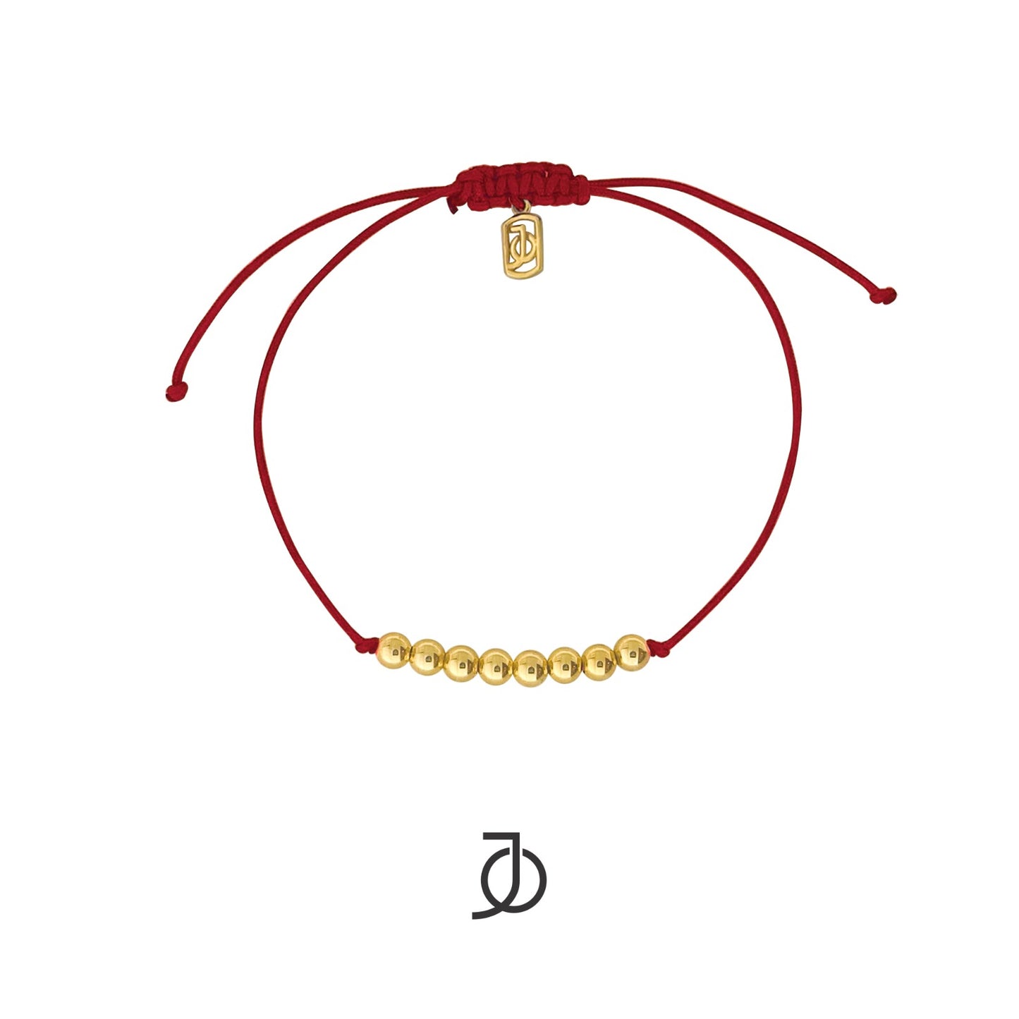 JO 8 Mini Gold Beads On Silk Cord Bracelet 17K