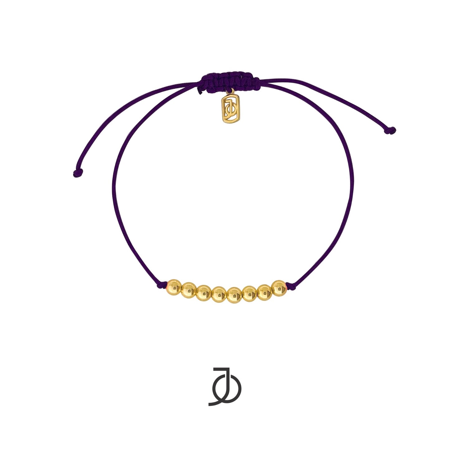 JO 8 Mini Gold Beads On Silk Cord Bracelet 17K