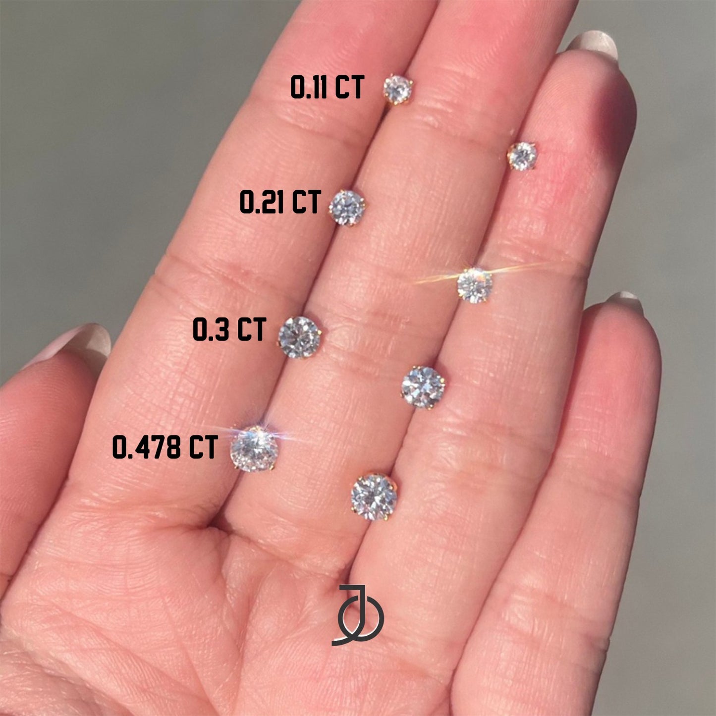 JO Round Diamond Solitaire Studs 17k