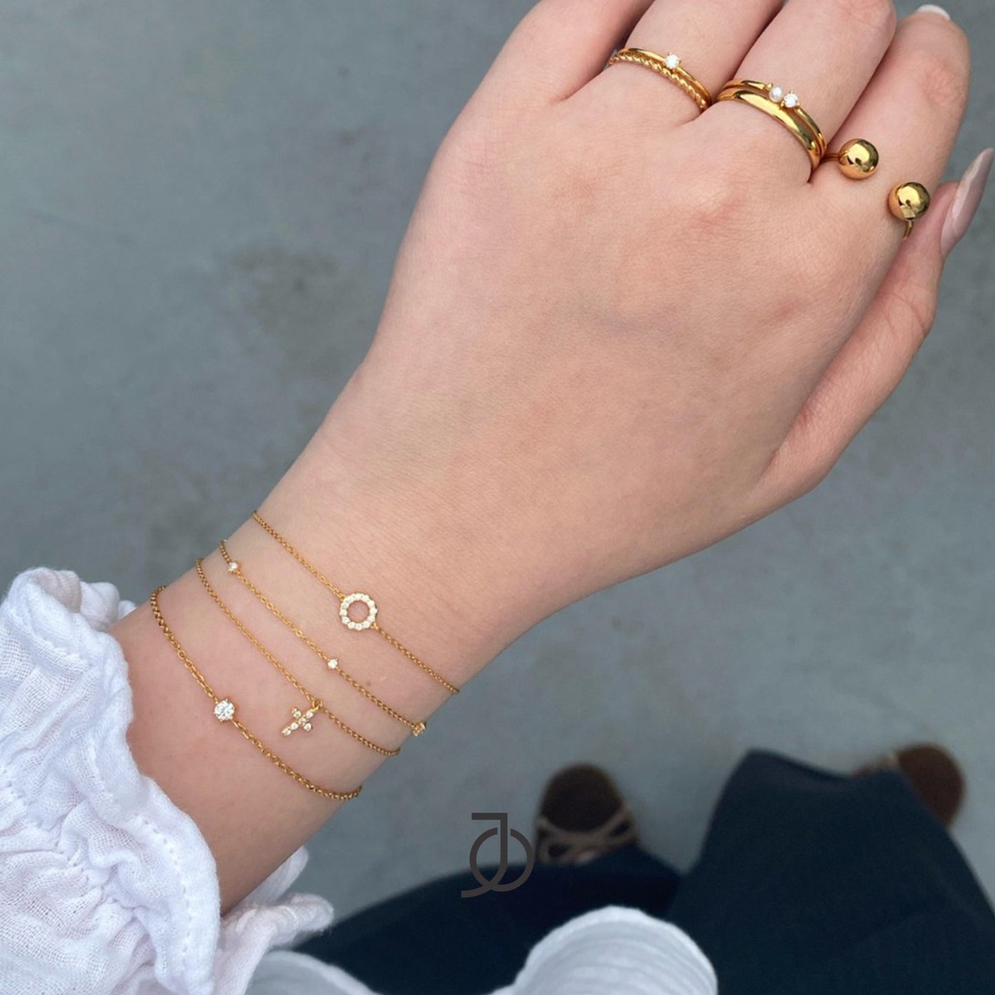 JO Gelang Emas - 5 Mini Diamonds Bracelet 17K