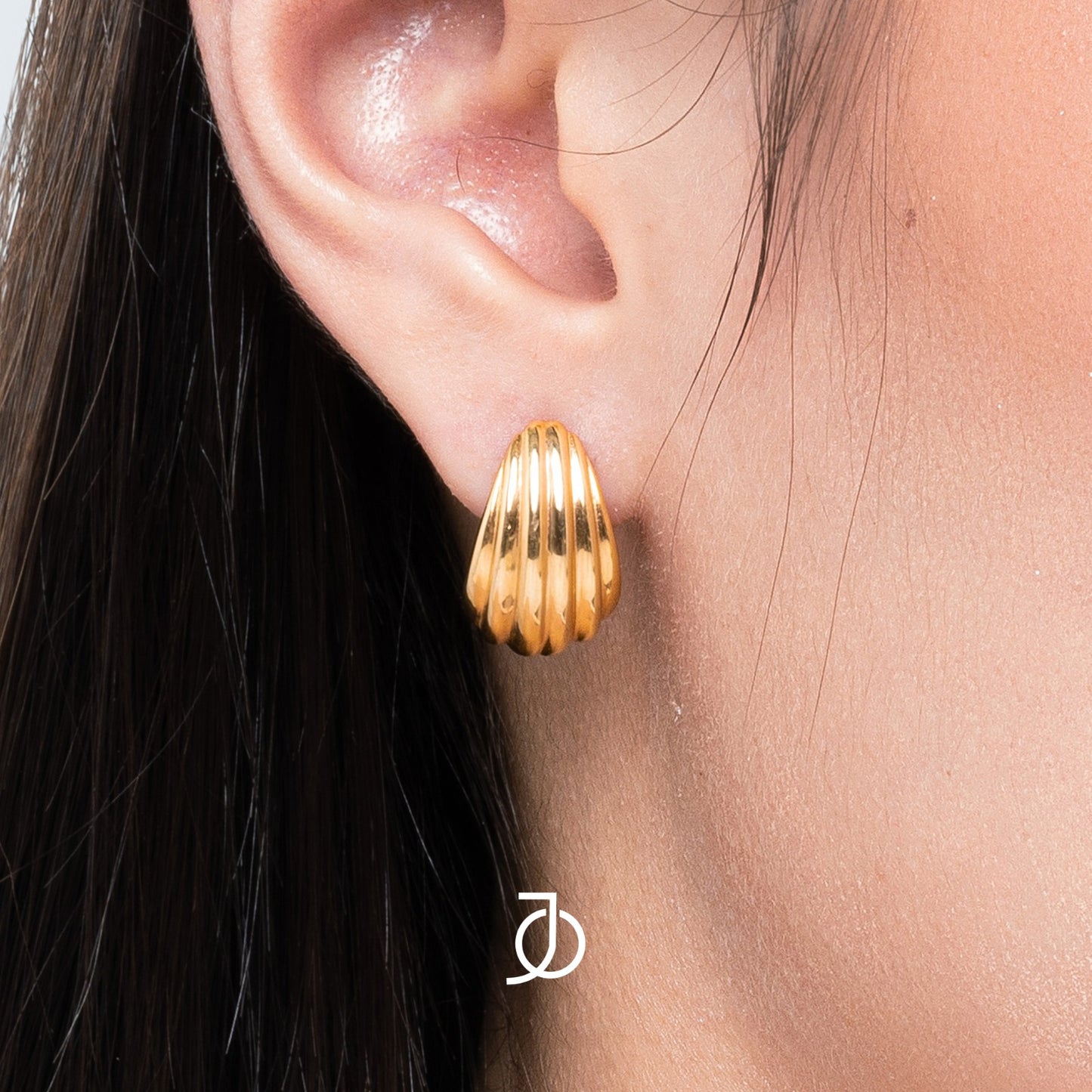 JO Anting Emas - Fluted Hoops 17k