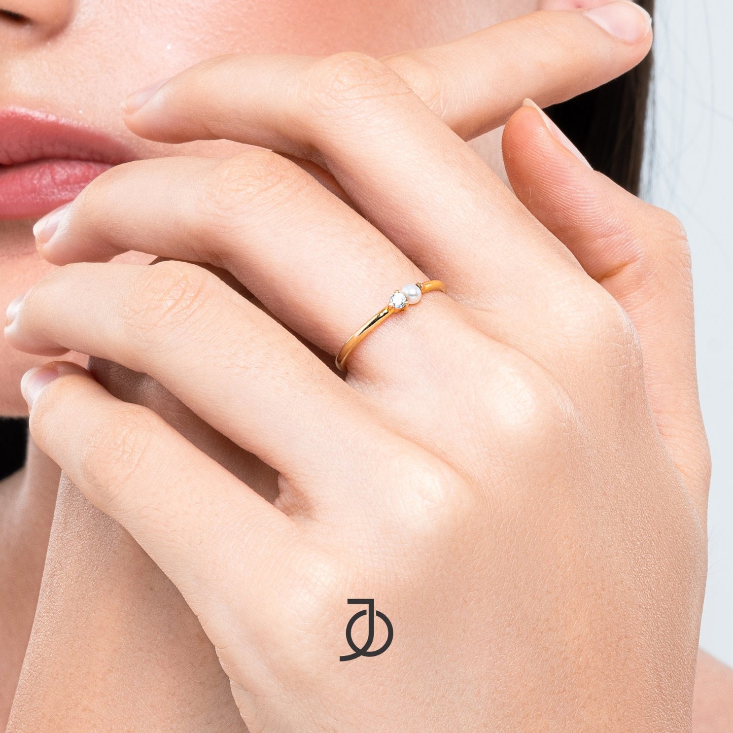 JO Cincin Emas - Mini Diamond With Pearl Ring 17k