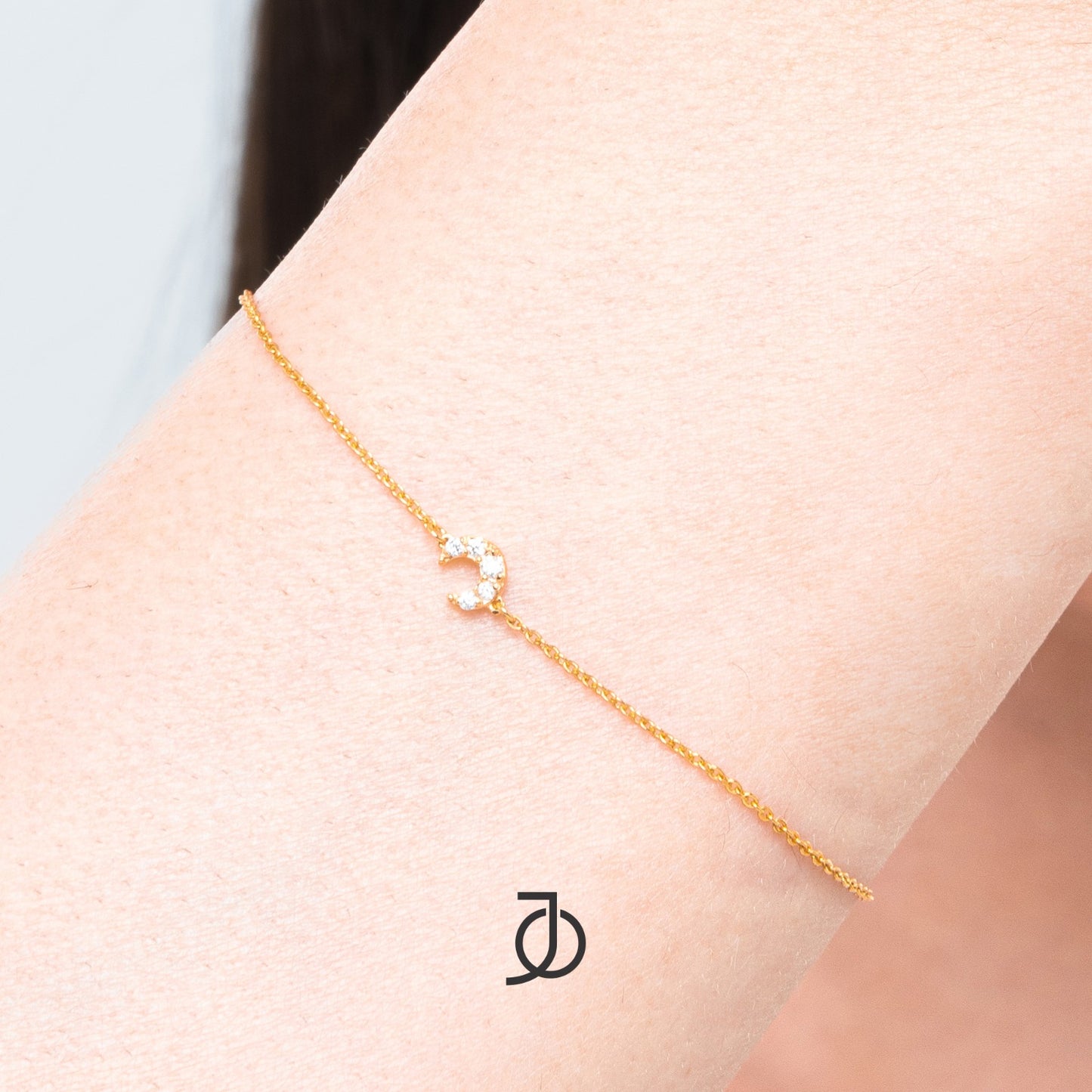 JO Gelang Emas - Pave Moon Bracelet 17K
