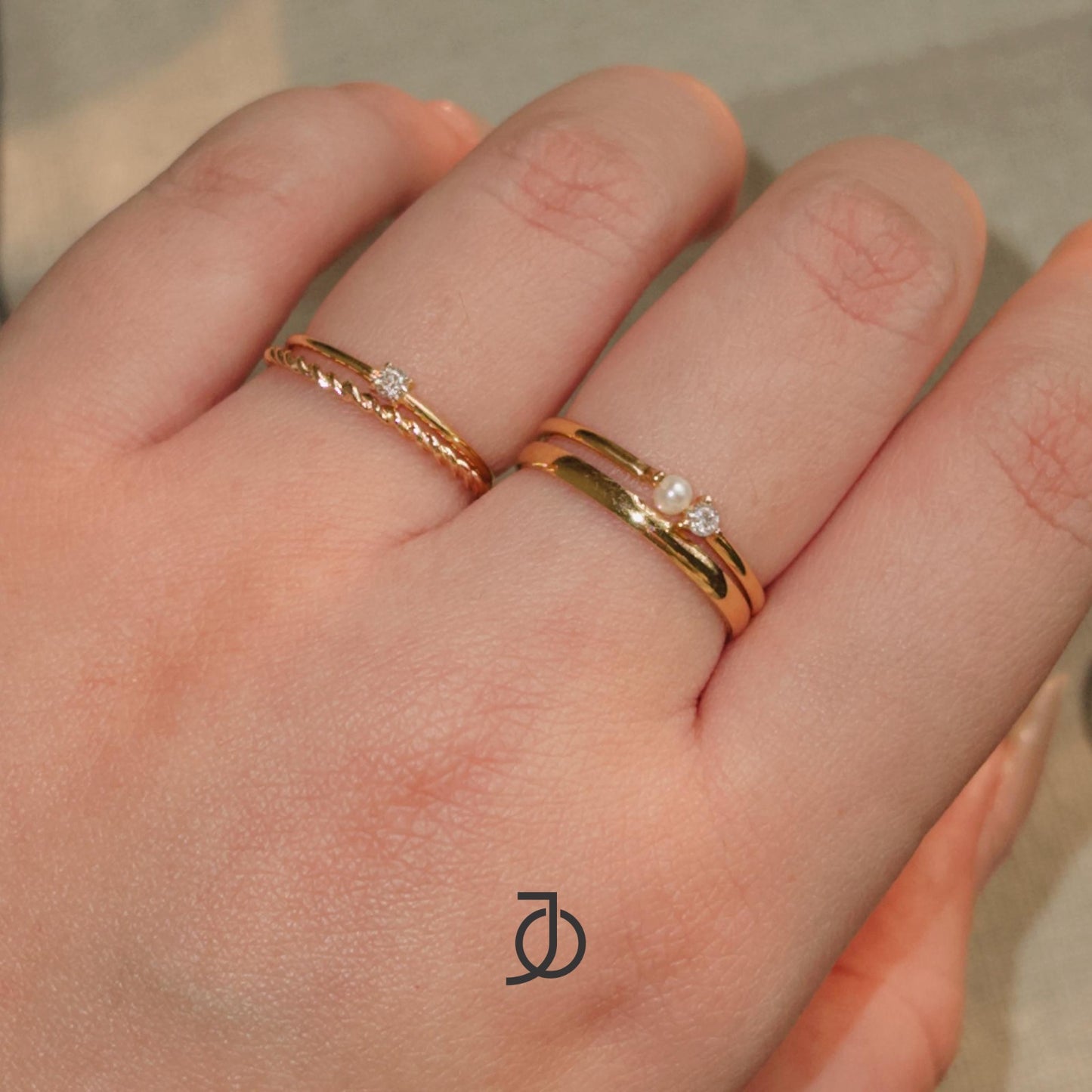 JO Cincin Emas - Mini Diamond With Pearl Ring 17k