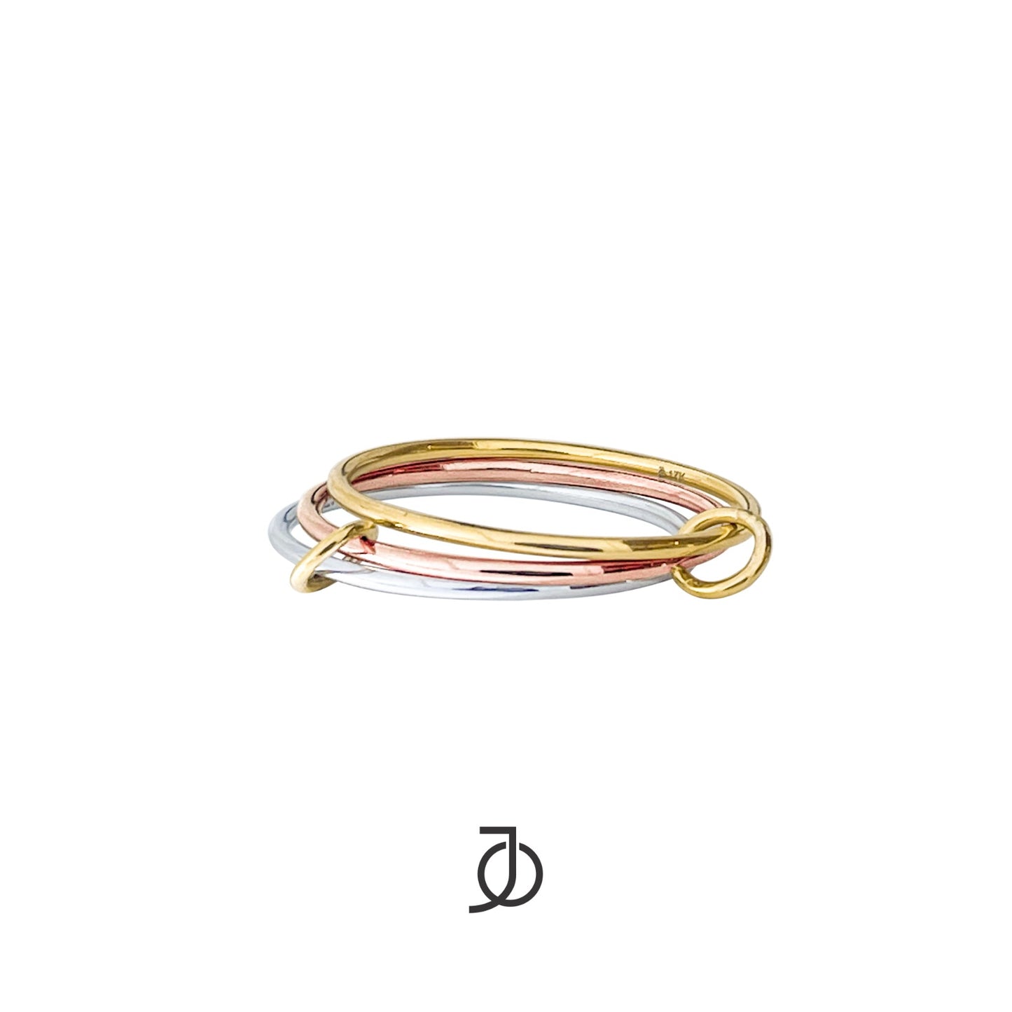 JO Cincin Emas - 3 Interlocking Thin Rings