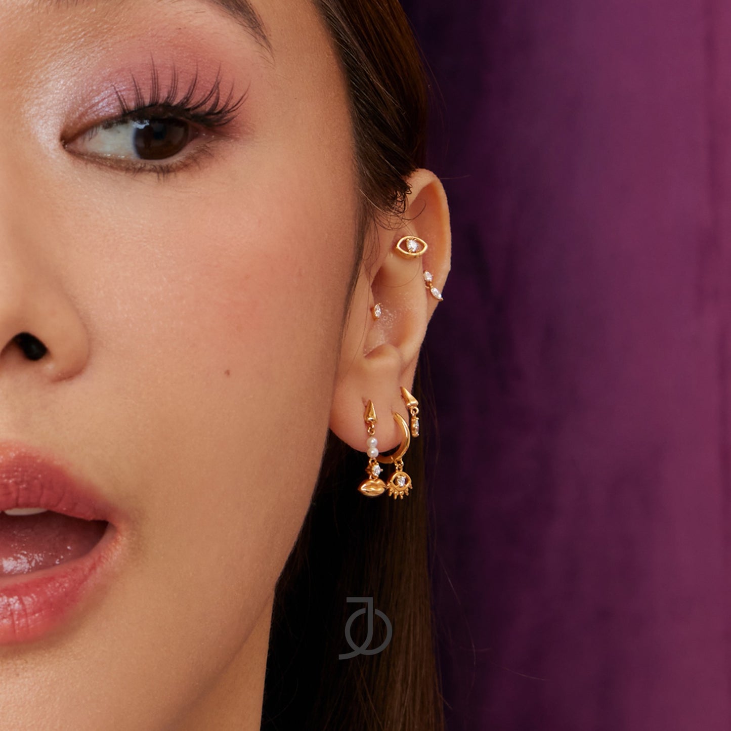 JO Clear Vision Hoop Earrings With Diamond