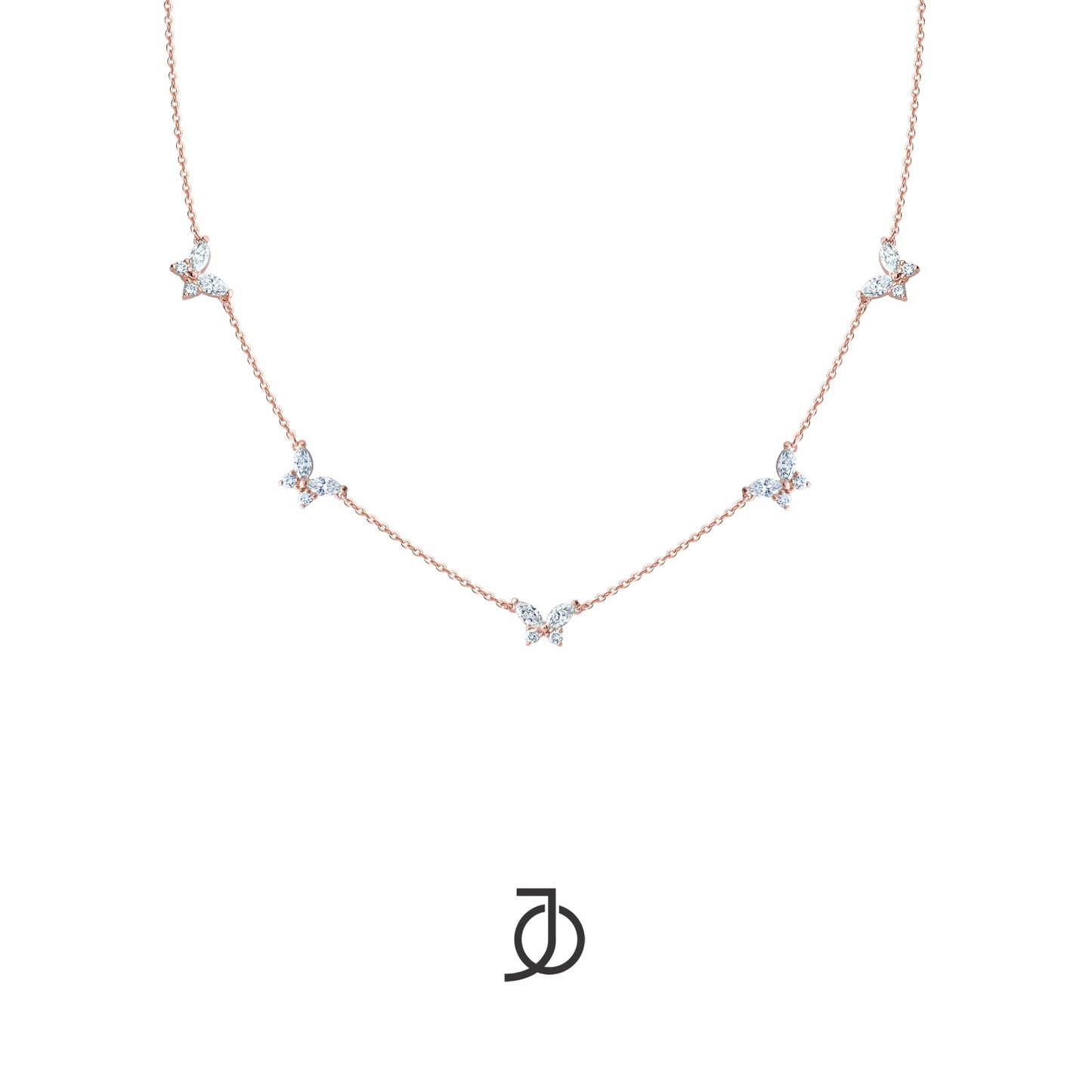 JO Kalung Emas - 5 MARQUISE BUTTERFLY NECKLACE 17K