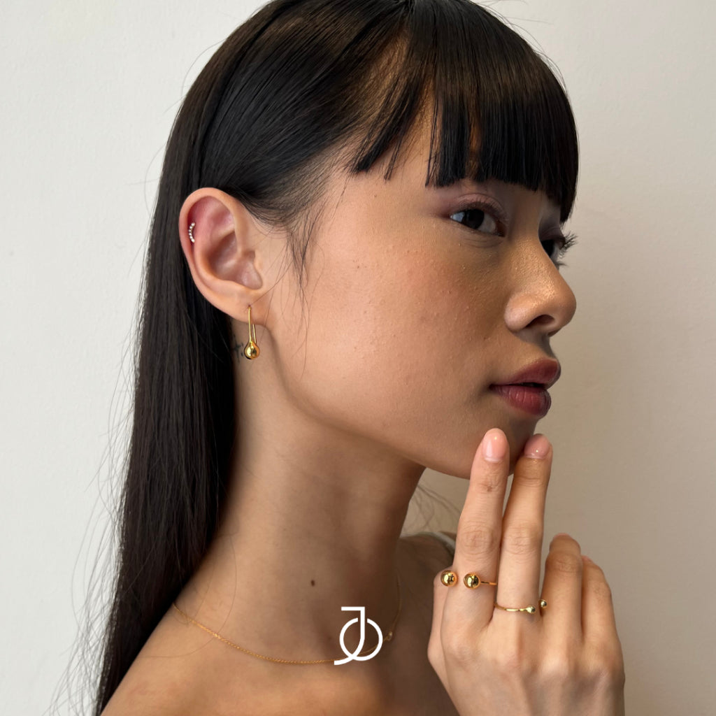 JO Mini Gold Ball Open Ring 17k