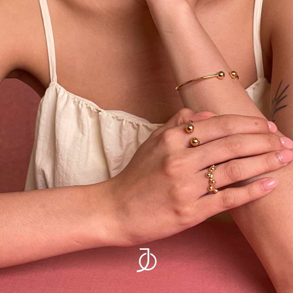 JO Cincin Emas - Squiggle Beads Ring
