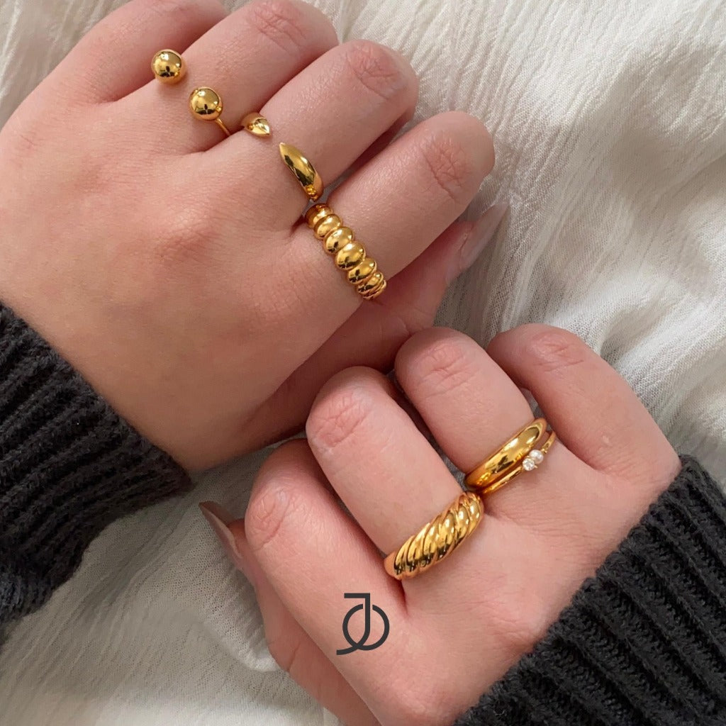 JO Cincin Emas - Gold Ball Open Ring 17K