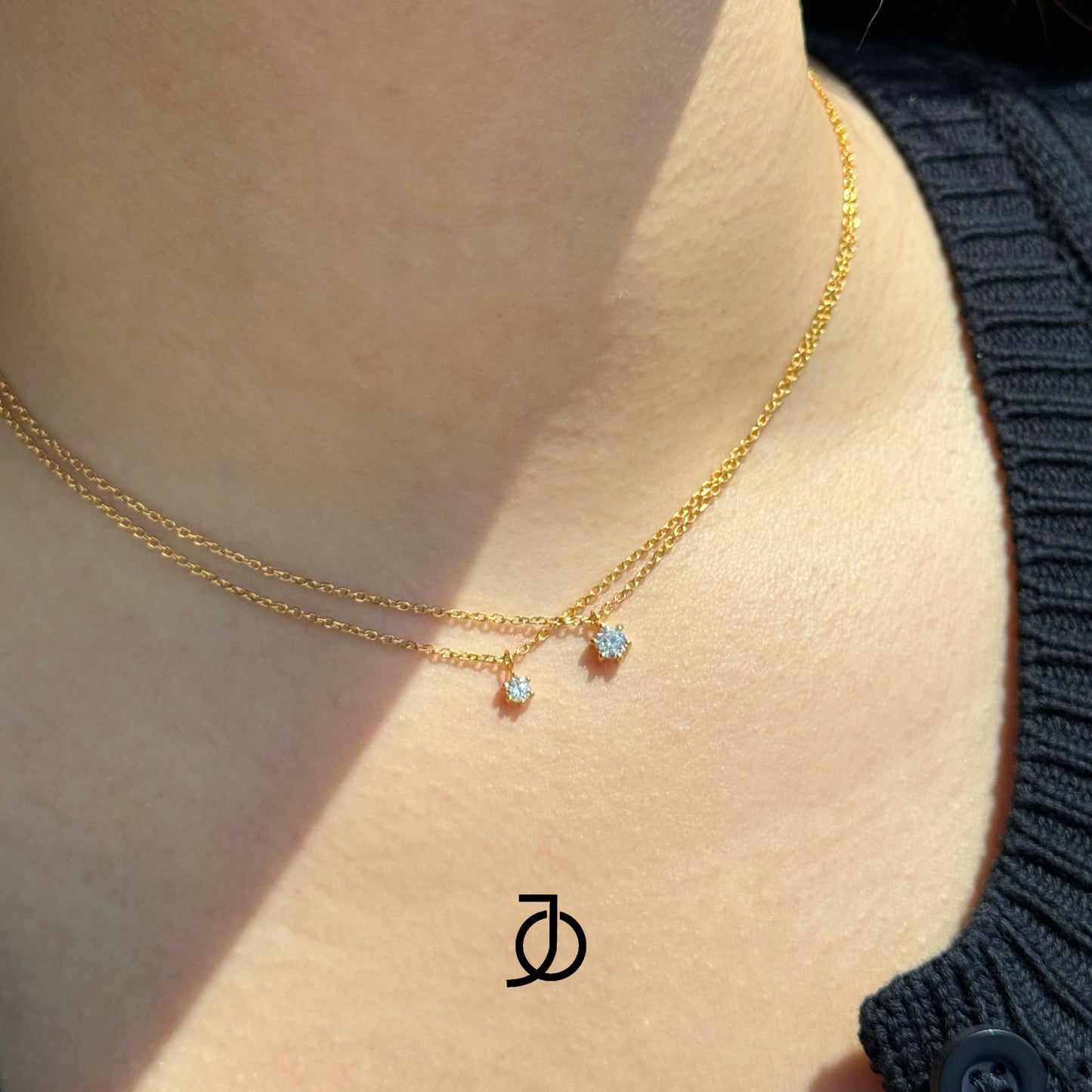 JO Diamond Solitaire Thin Chain Dangle