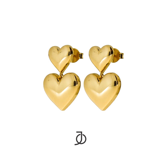 JO Anting Emas - Double Fluffy Hearts Studs 17k