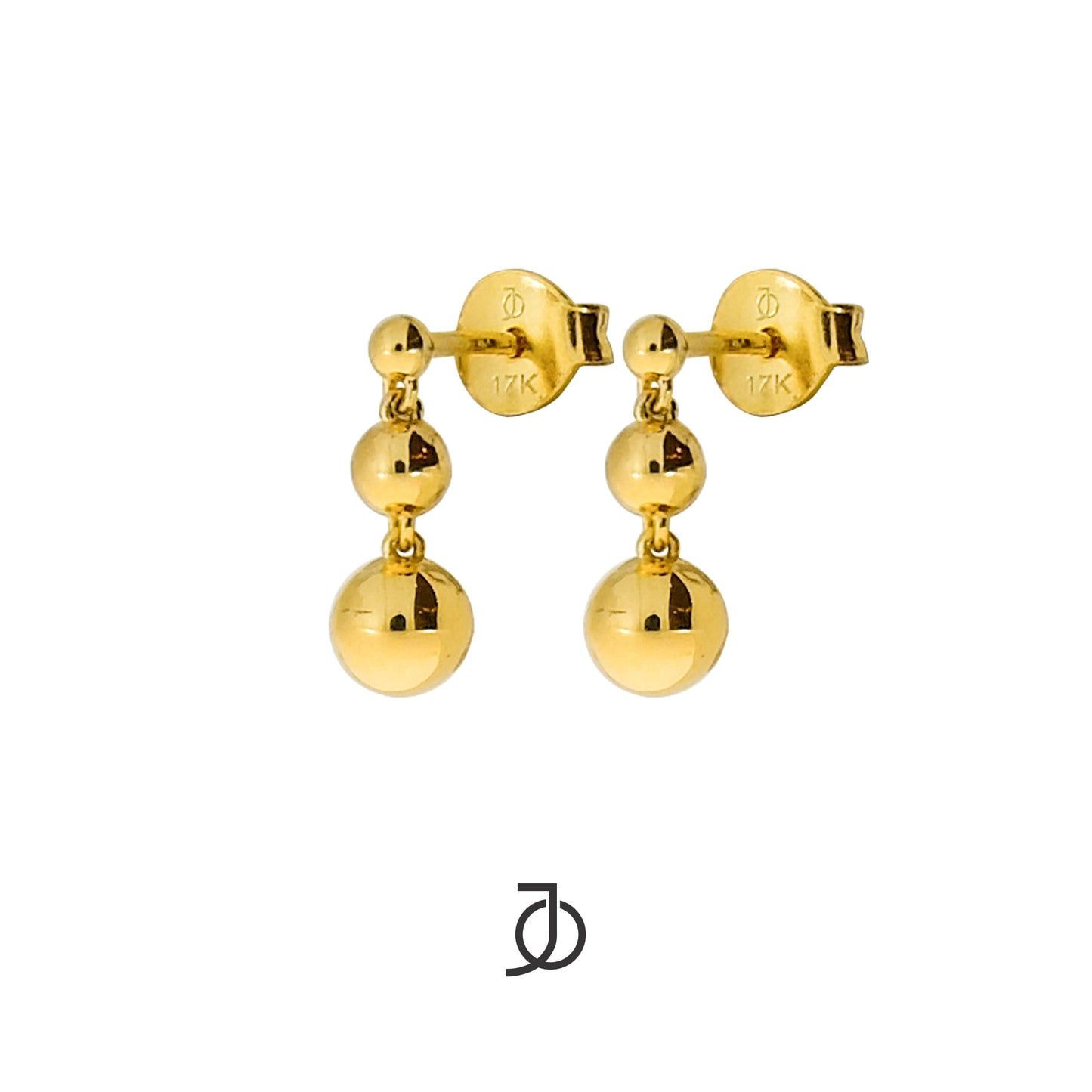 JO Anting Emas - Triple Graduated Ball Studs 17k