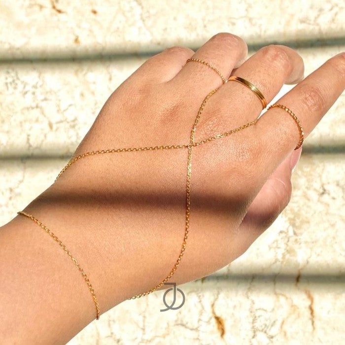JO Double Layer Hand Bracelet Chain Ring
