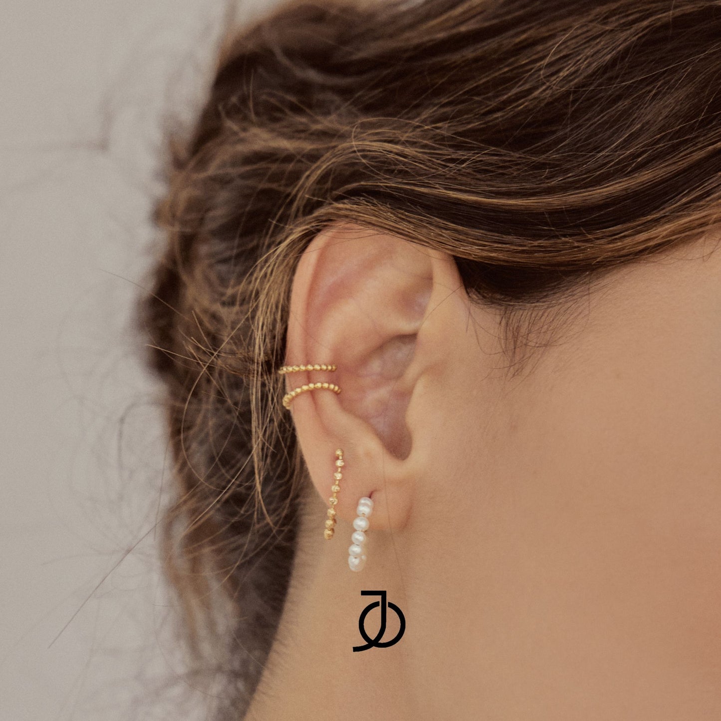 JO Diamond Cut Beaded Chain Studs