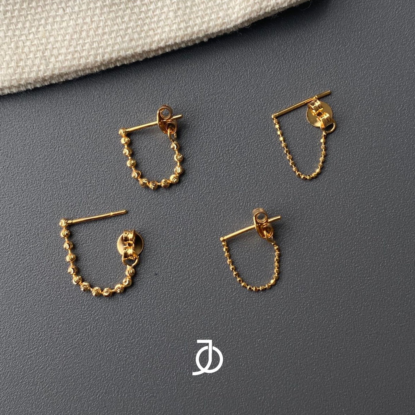 JO Diamond Cut Beaded Chain Studs