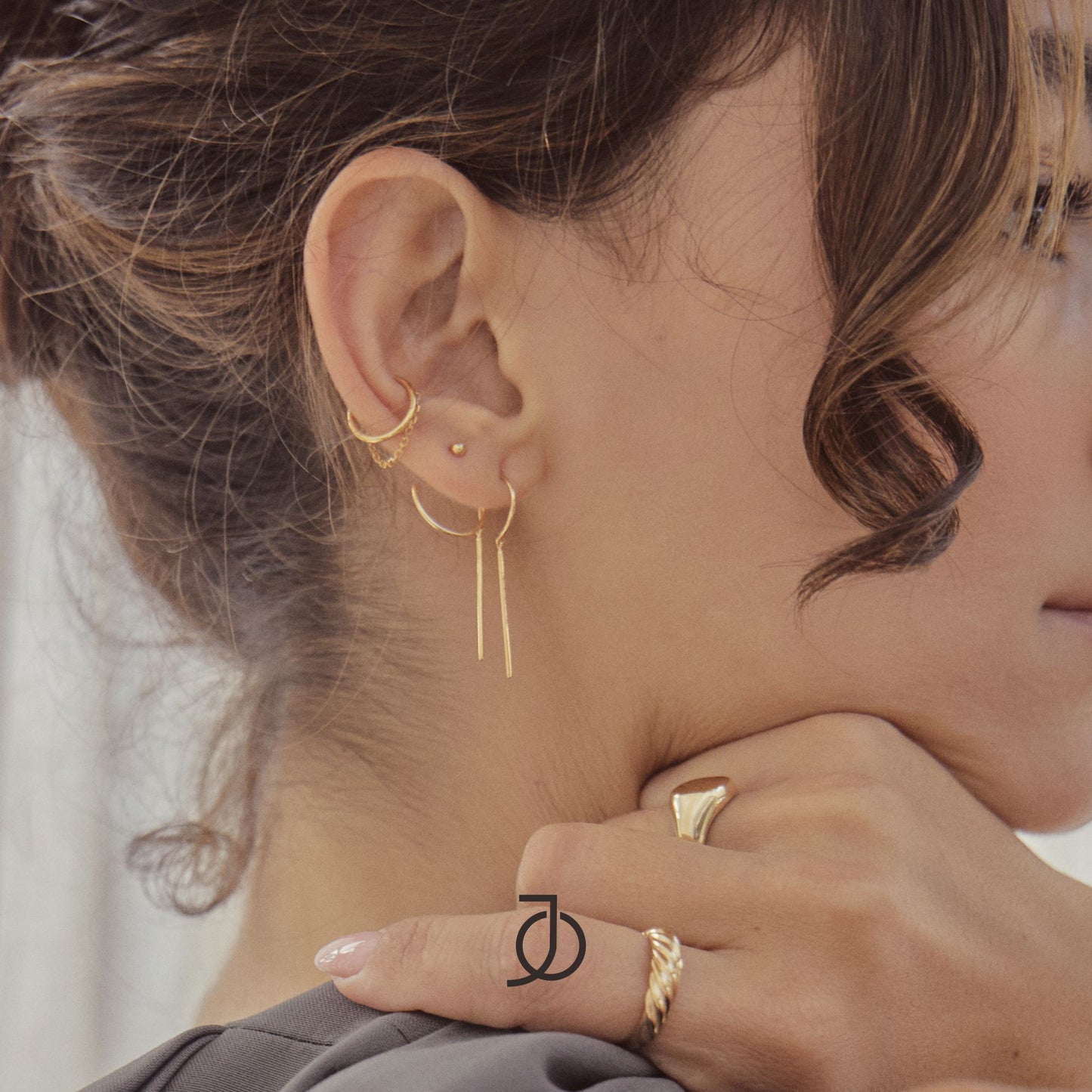 JO Double Thin Bar Earrings