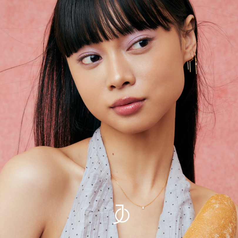 JO Anting Emas - Double Thin Short Bar Earrings