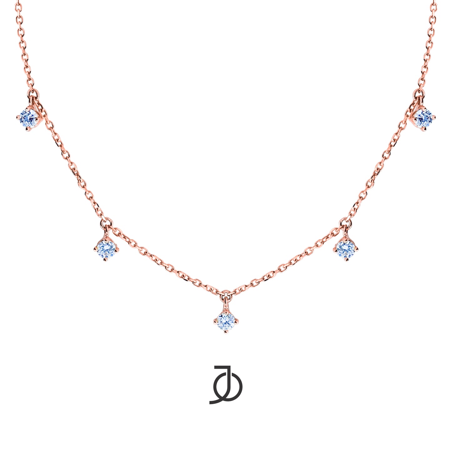 JO Kalung Emas - 5 Diamonds With Chain Necklace 17k