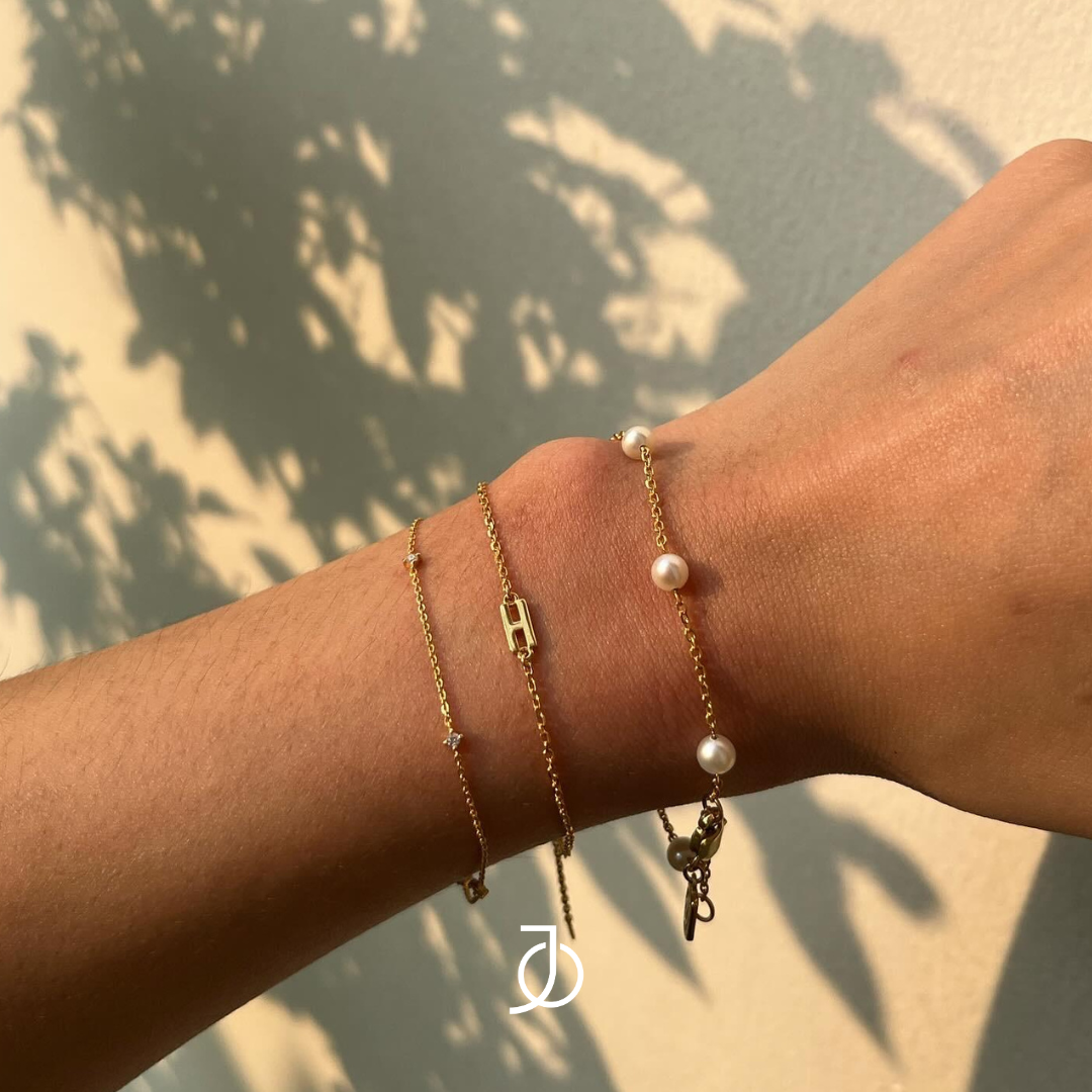 JO Gelang Emas - 5 Mini Diamonds Bracelet 17K