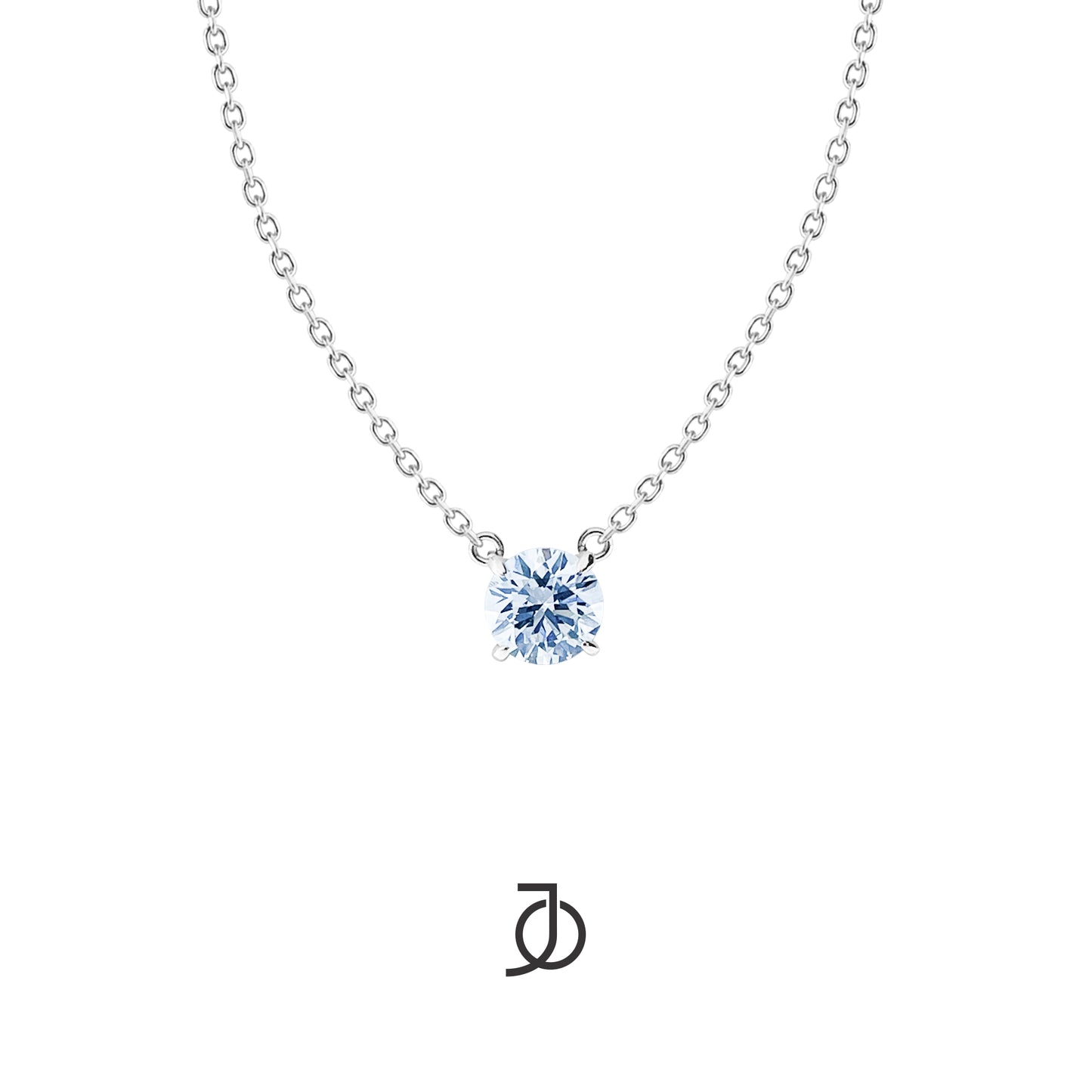 JO Floating Diamond Chain Necklace 17k White Gold