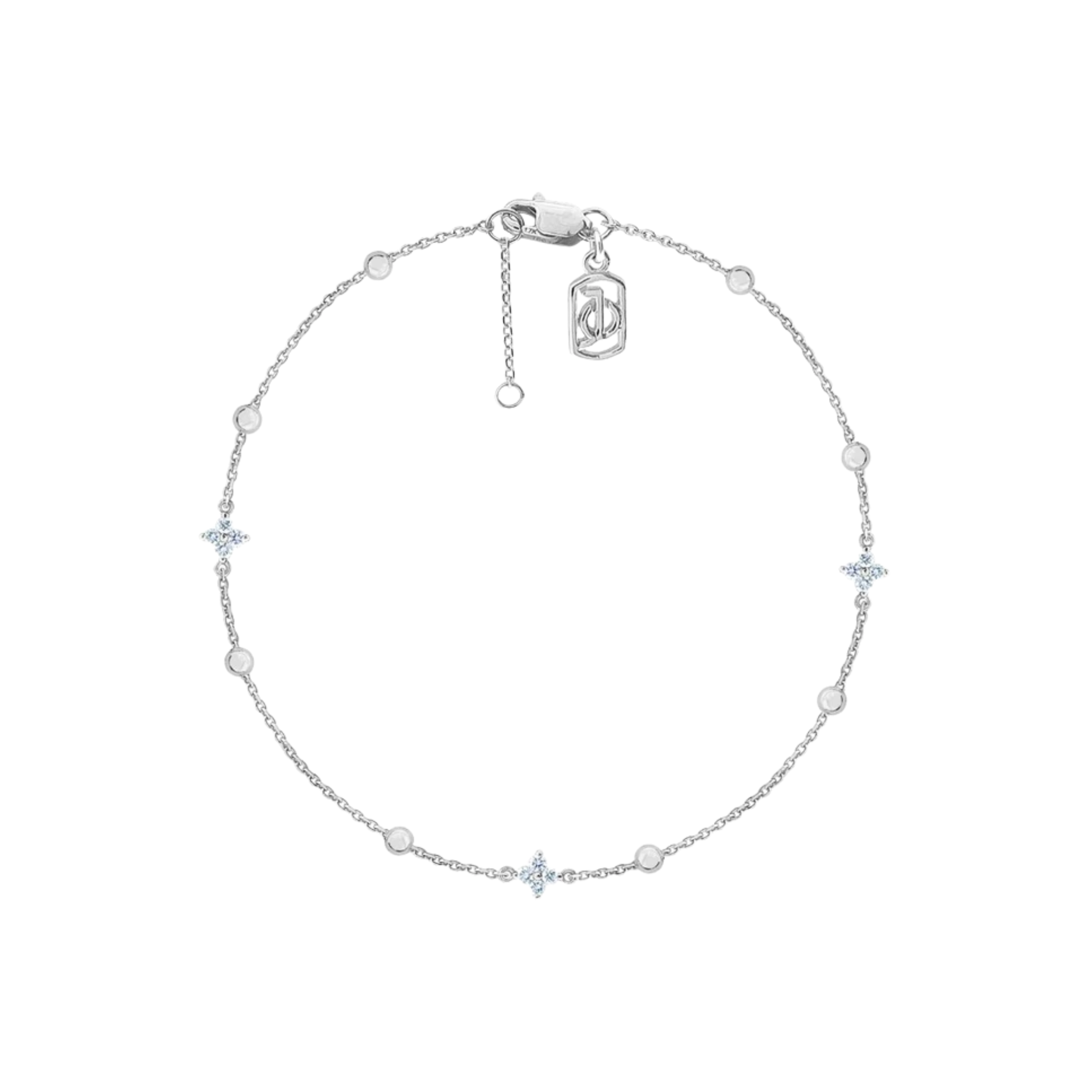 JO 3 Mini Clover Diamond Chain Bracelet