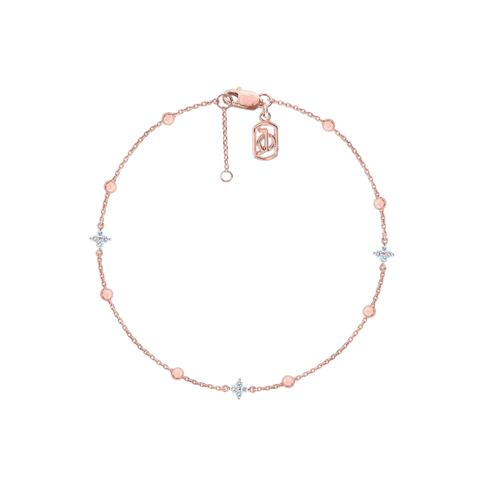 JO 3 Mini Clover Diamond Chain Bracelet