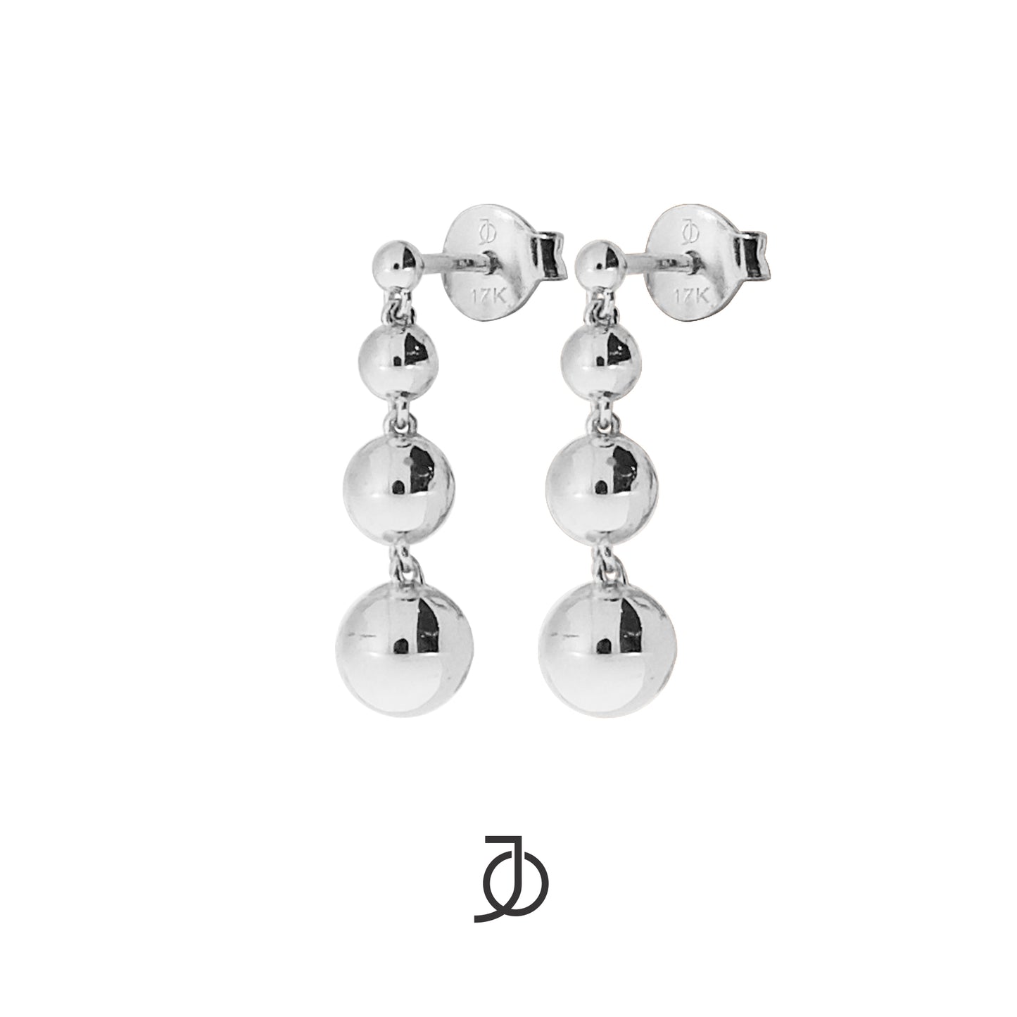 JO Anting Emas - Double Double Graduated Ball Studs 17k