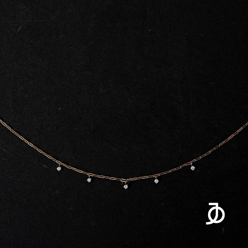 JO 5 Diamond On Small Paper Clip Chain