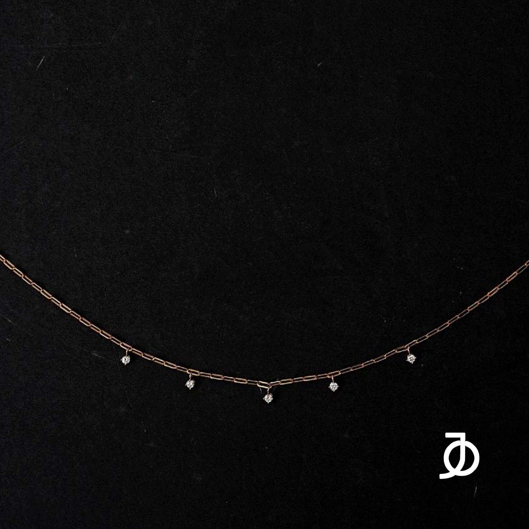 JO 5 Diamond On Small Paper Clip Chain